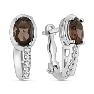 Золотые серьги с кварцем и фианитами (арт. 101761бР)