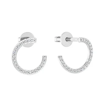 Серьги-пусеты из белого золота с бриллиантами (арт. Т011261015б)