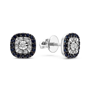 Фото Сережки золотые с сапфиром и бриллиантами (арт. Т011734бс)