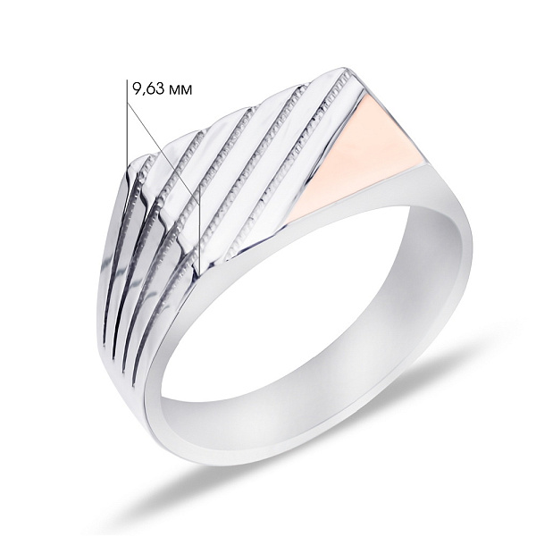 Серебряная печатка с золотой накладкой (арт. 7206/295кп) – изображение 2