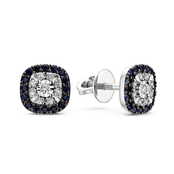 Сережки золотые с сапфиром и бриллиантами (арт. Т011734бс) – изображение 1