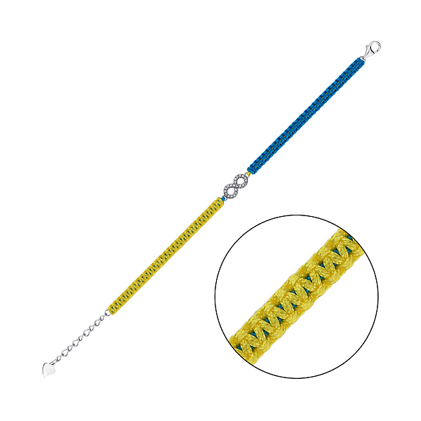 Браслет на нити с серебряными вставками и фианитами (арт. 7309/4735гж) – изображение 1