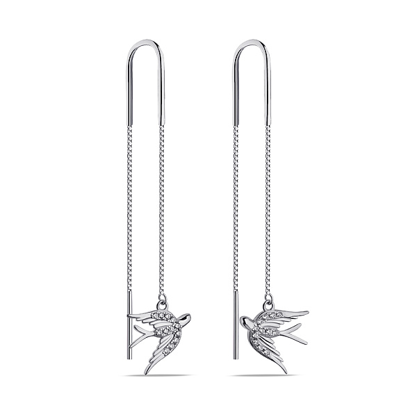 Серебряные серьги Птицы с фианитами (арт. 7502/С2Ф/2023) – изображение 1