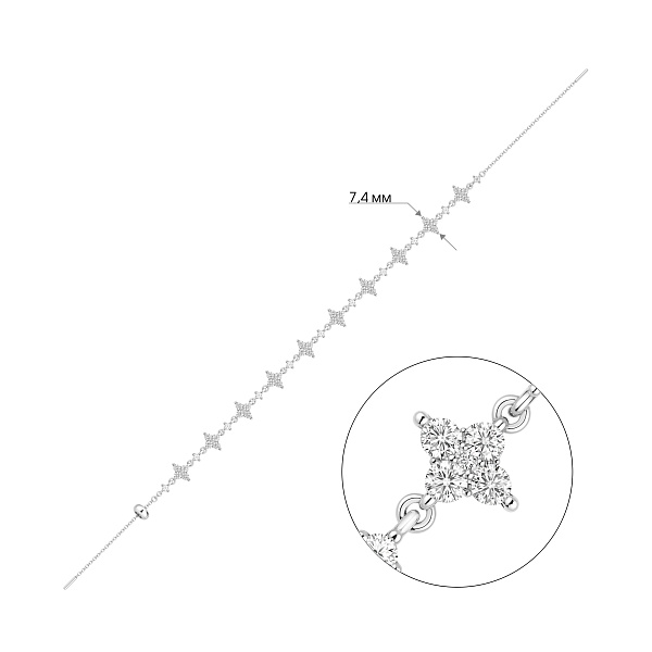 Серебряный браслет с цветками из фианитов (арт. 7509/5202) – изображение 2