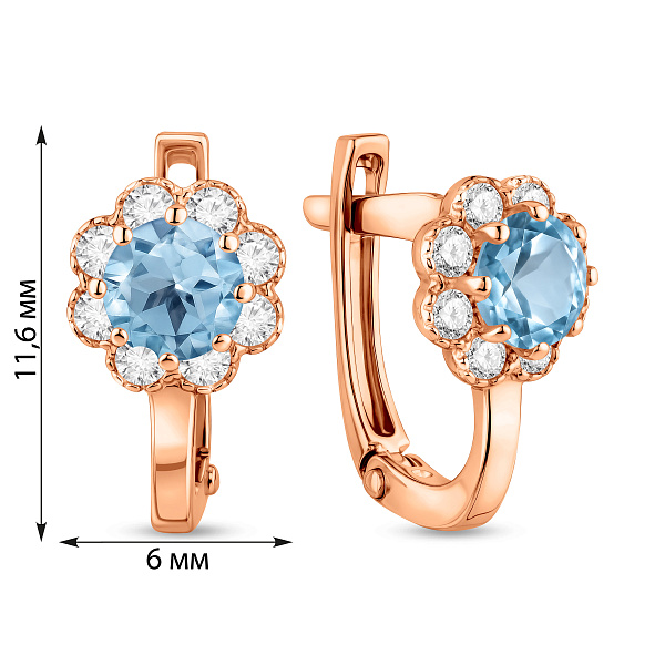 Дитячі золоті сережки з блакитними фіанітами (арт. 110511г) – зображення 2