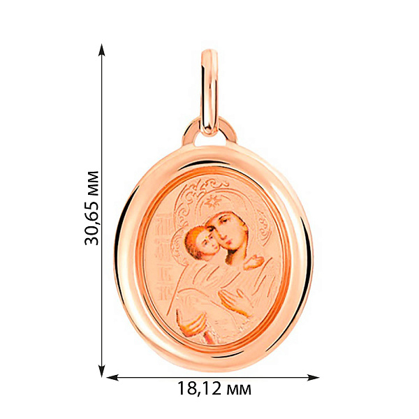 Золотая ладанка иконка Божья Матерь Владимирская (арт. 401705рц) – изображение 2