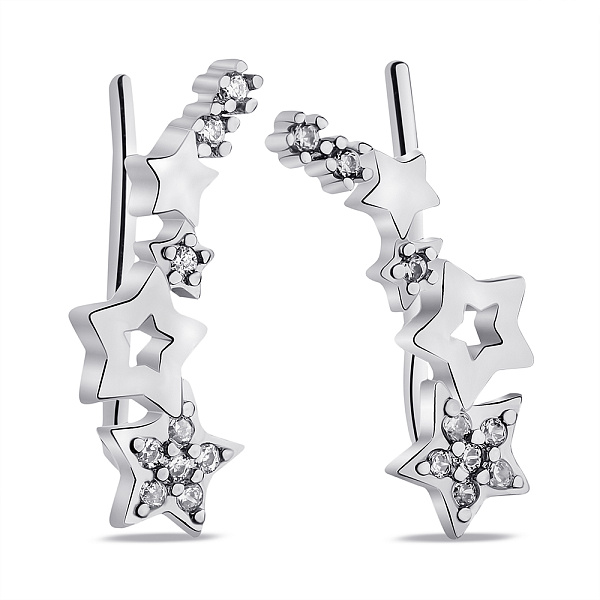 Срібні сережки-клаймбери Зірки (арт. 7502/9040) – зображення 1
