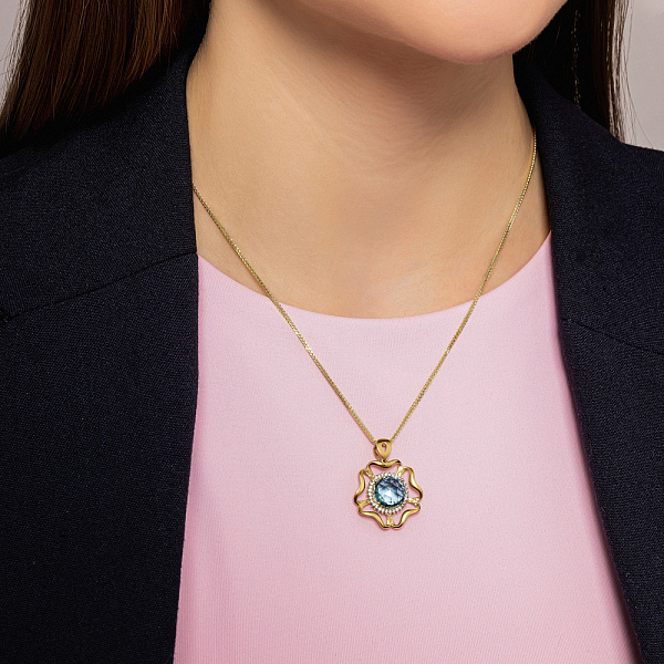 Подвес из желтого золота с кварцем и фианитами (арт. 422487ж) – изображение 2