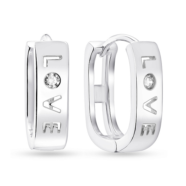 Серьги из серебра "Love" с фианитами  (арт. 7502/4569) – изображение 1