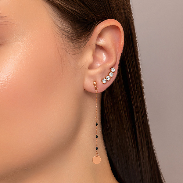 Золотые серьги клаймберы с фианитами (арт. 110201) – изображение 2