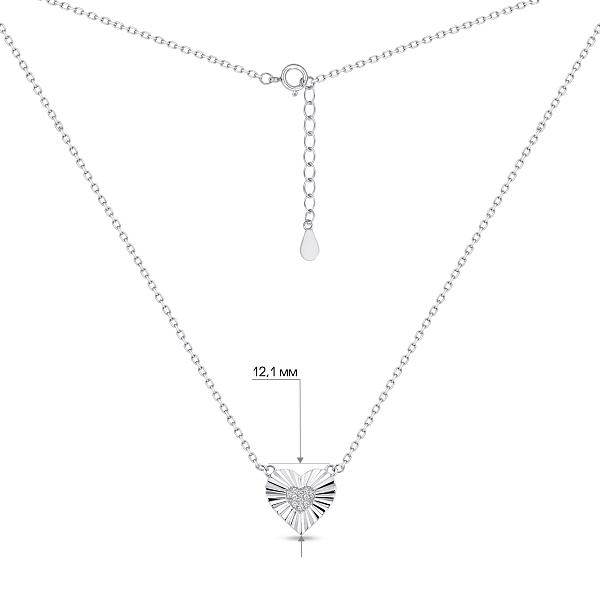 Серебряное колье с подвеской сердце с фианитами (арт. 7507/2480) – изображение 3