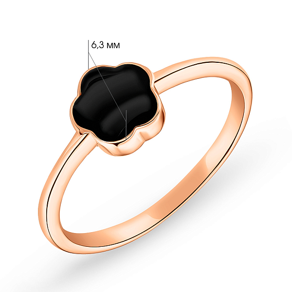 Кольцо из красного золота "Цветок" с эмалью (арт. 155369еч) – изображение 3