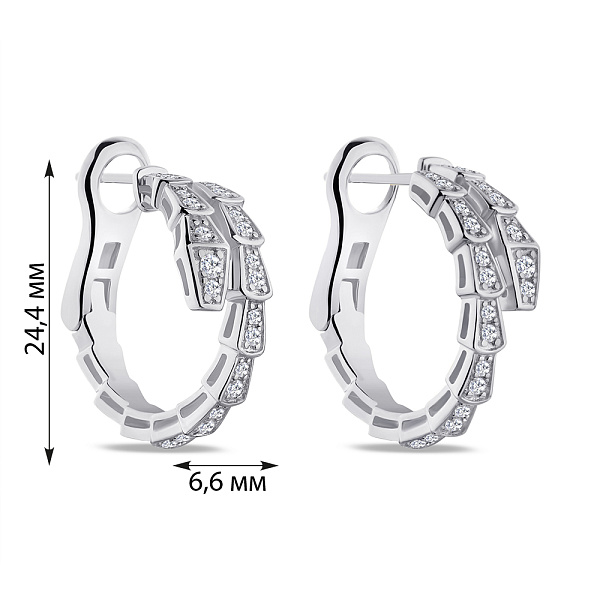 Серьги-кольца серебряные с фианитами (арт. 7502/4700) – изображение 4