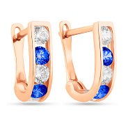 Детские золотые серьги с синими фианитами (арт. 100309/2с)