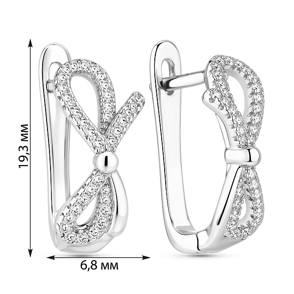 Серебряные серьги-бантики с фианитами (арт. 7502/10285) – изображение 2
