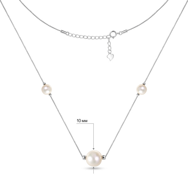 Серебряное колье с жемчужинами (арт. 7507/2679жб) – изображение 3