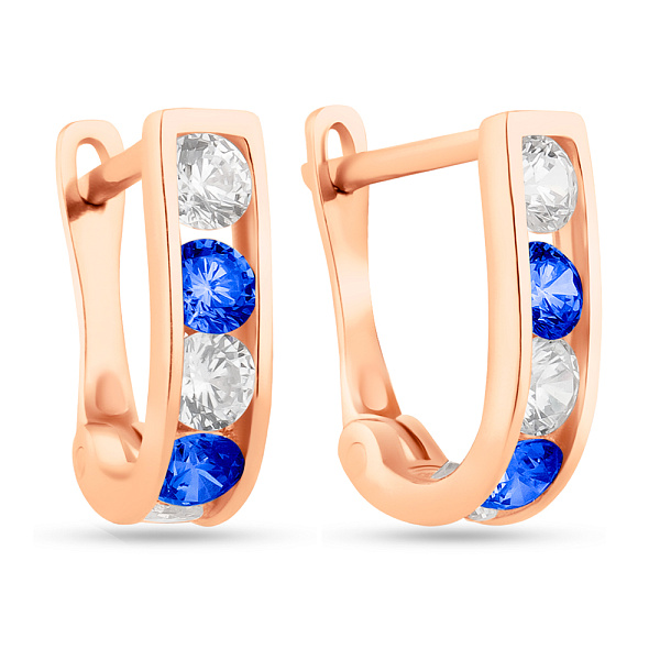 Дитячі золоті сережки з синіми фіанітами (арт. 100309/2с) – зображення 1