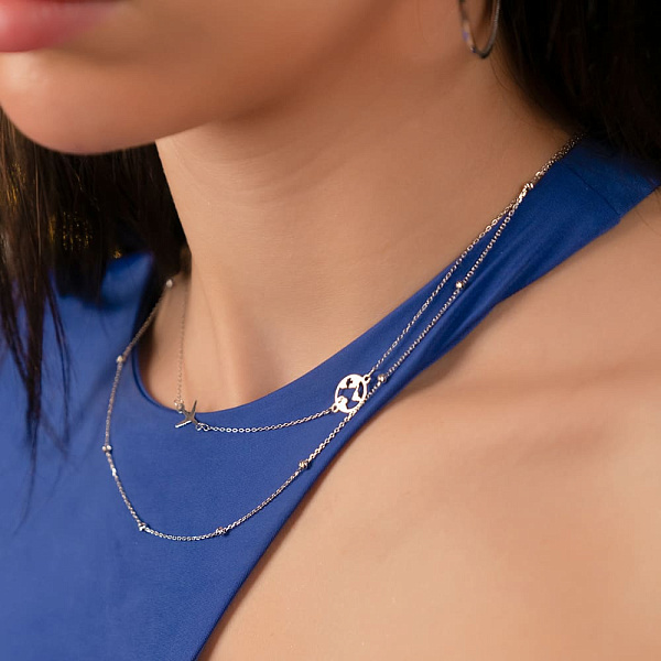 Кольє з білого золота з кульками (арт. 360178б) – зображення 2