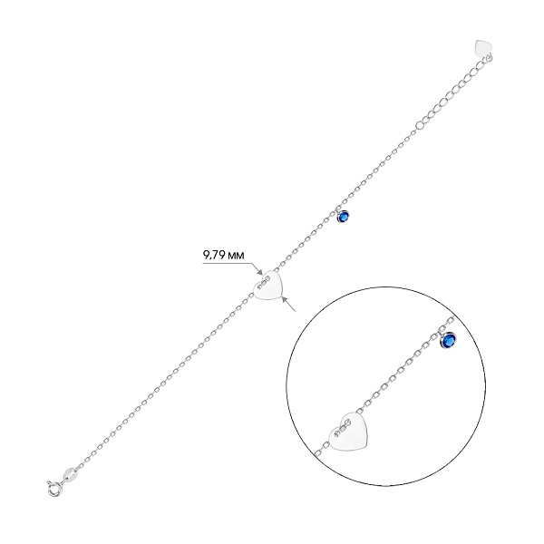 Браслет «Сердце» из серебра с альпинитом (арт. 7509/2313ас) – изображение 2