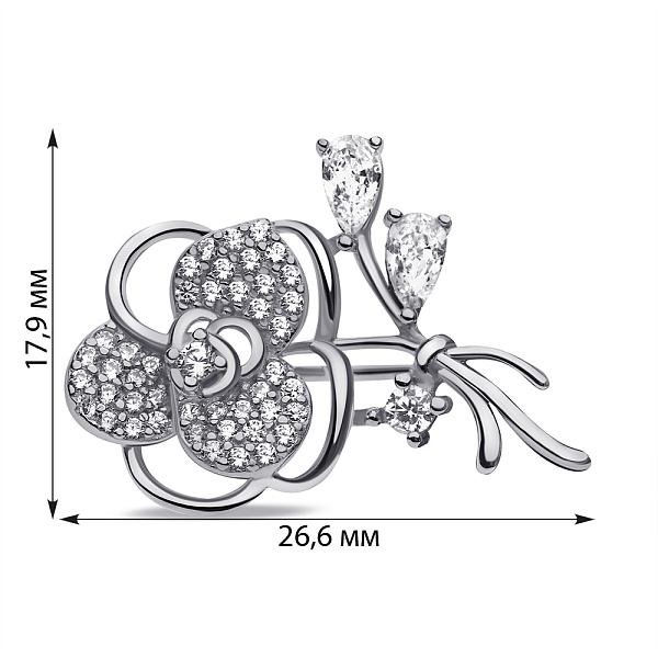 Серебряная брошь Цветок с фианитами (арт. 7505/223) – изображение 2