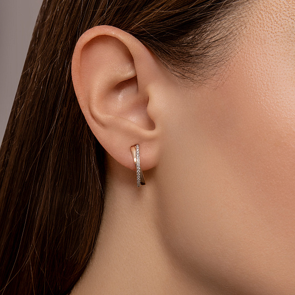 Серьги из красного золота с бриллиантами (арт. С011055010) – изображение 2