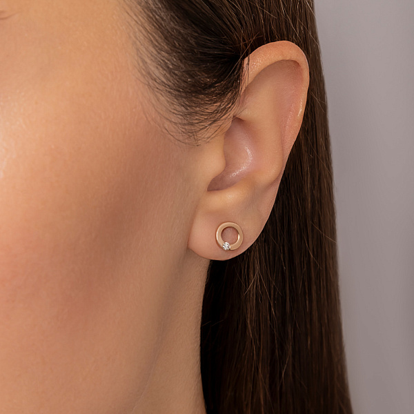 Серьги-пусеты из красного золота с бриллиантами (арт. Т011144005) – изображение 2