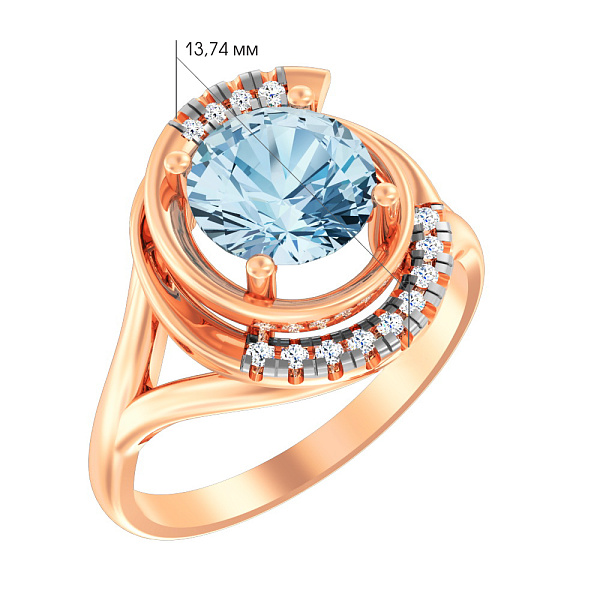 Золотое кольцо с топазом и фианитами (арт. 142000Пг) – изображение 2