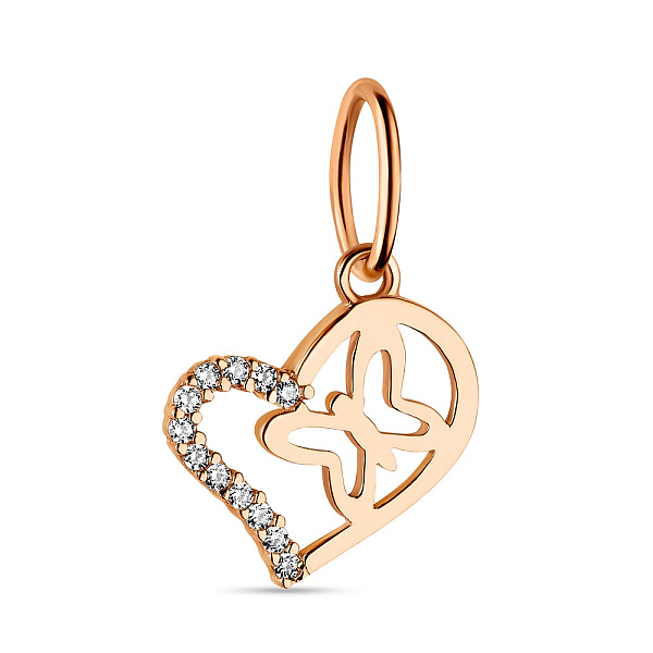Золотой кулон Сердце с фианитами (арт. 423125) – изображение 1