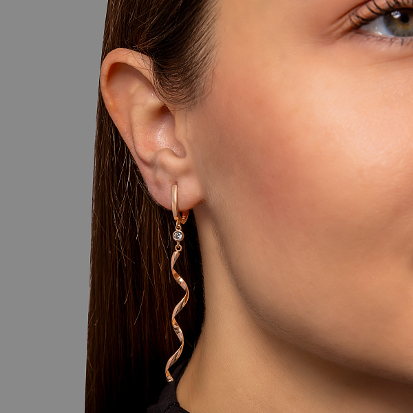 Довгі золоті сережки-підвіски (арт. 1092114) – зображення 3