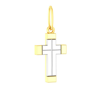 Фото Хрестик з жовтого і білого золота (арт. 440751жб)