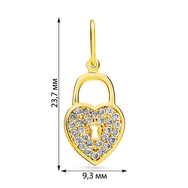 Золотая подвеска Сердечко с фианитами (арт. 421572ж) – изображение 2