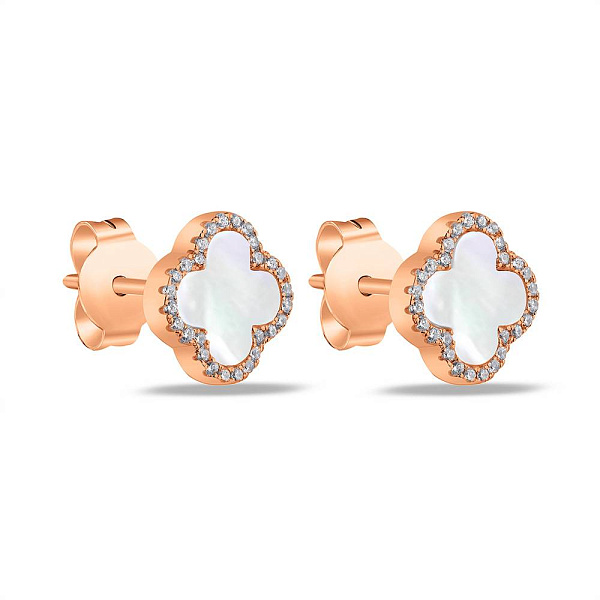 Срібні пусети з родіюванням і з перламутром (арт. 7518/5497/10кп) – зображення 1