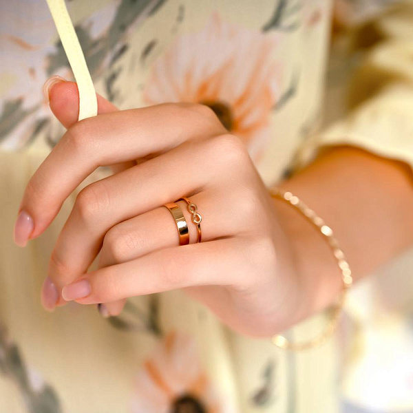 Двойное кольцо "Бесконечность" из красного золота (арт. 140837) – изображение 2