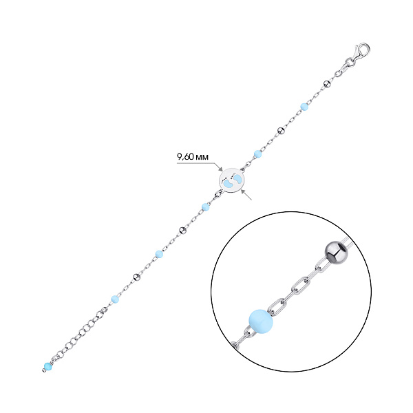 Дитячий срібний браслет з альпінітом і з емаллю (арт. 7509/3624ег) – зображення 3