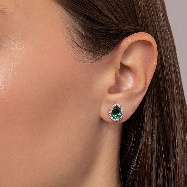 Серьги из красного золота с кварцем и фианитами (арт. 111249Пз) – изображение 2