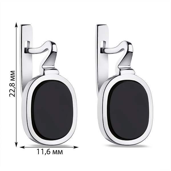 Серебряные серьги с черным ониксом (арт. 7002/1632о) – изображение 2