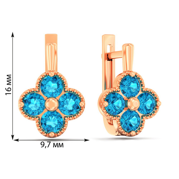 Сережки з червоного золота з топазом (арт. 111246Птг) – зображення 6