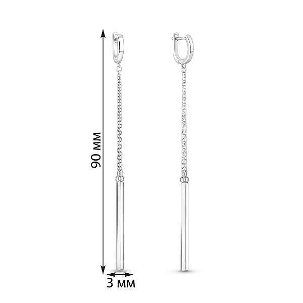 Длинные серебряные серьги без камней (арт. 7502/10345) – изображение 2