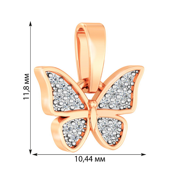 Золотая подвеска Бабочка с фианитами (арт. 440575) – изображение 3