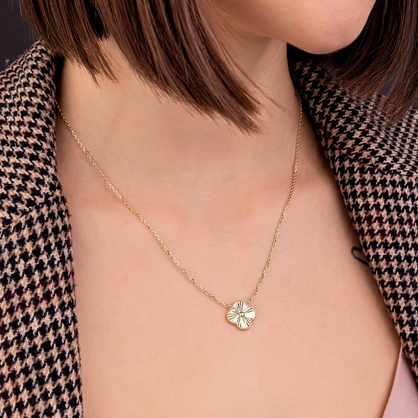 Золотое колье Клевер (арт. 352330/15жа) – изображение 3