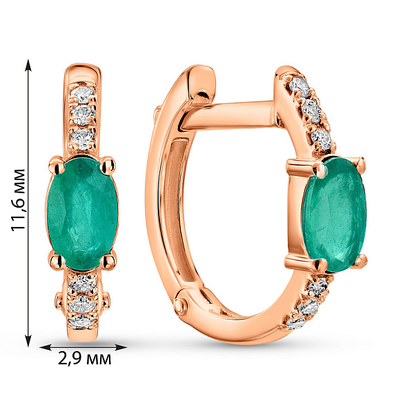 Золотые серьги с бриллиантами и изумрудами (арт. С011764и) – изображение 2