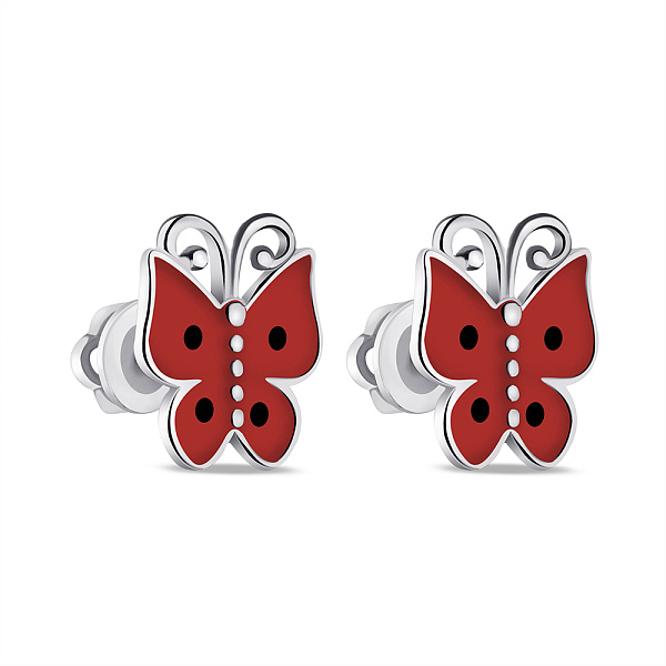 Детские серебряные серьги-пусеты с эмалью (арт. 7518/1073вексю) – изображение 1