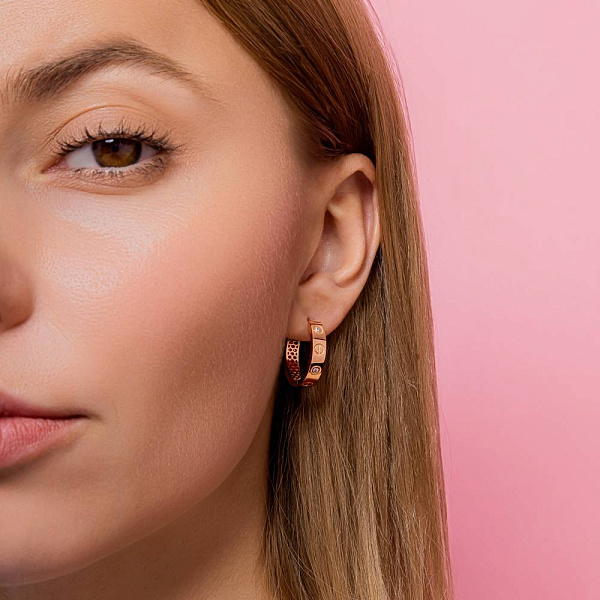 Сережки-кільця з червоного золота (арт. 1091642/20) – зображення 3