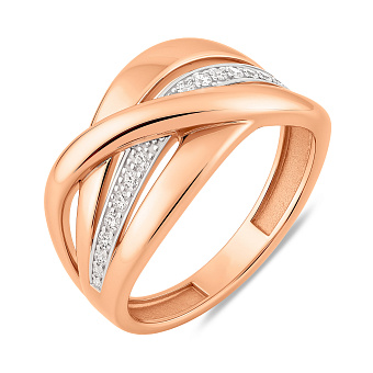 Фото Массивное золотое кольцо с фианитами (арт. 140887)