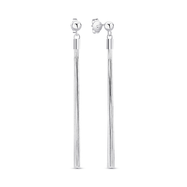 Длинные серебряные серьги без камней (арт. 7518/6951) – изображение 1