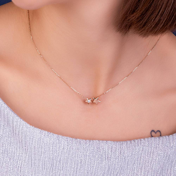 Золотое колье с фианитом (арт. 361267) – изображение 4