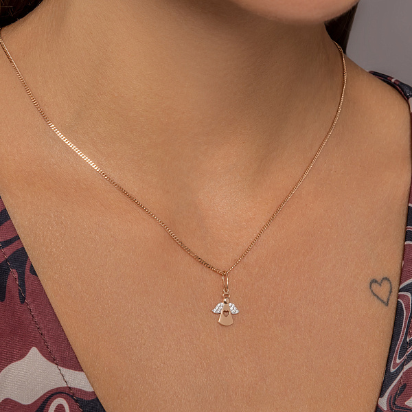 Золотой подвес в форме ангела с фианитами (арт. 440900) – изображение 3