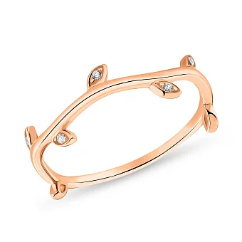 Тонка золота каблучка "Гілка" з фіанітами (арт. 155229)