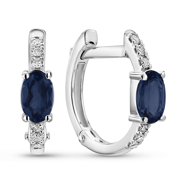 Золотые серьги с сапфиром и бриллиантами (арт. С011764бс) – изображение 1