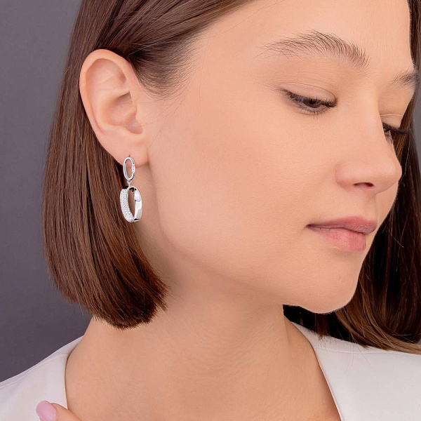 Серебряные серьги-пусеты с подвеской (арт. 7518/6677) – изображение 3